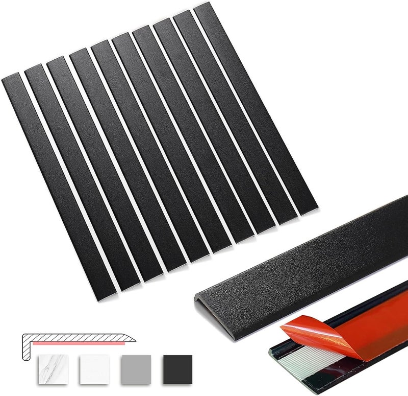 Tilingview 10 Pcs Peel and Stick Tile Trim Edge, Self-Adhesive 12" PVC Molding Edging for Kitchen Backsplash (Black) - Image 1